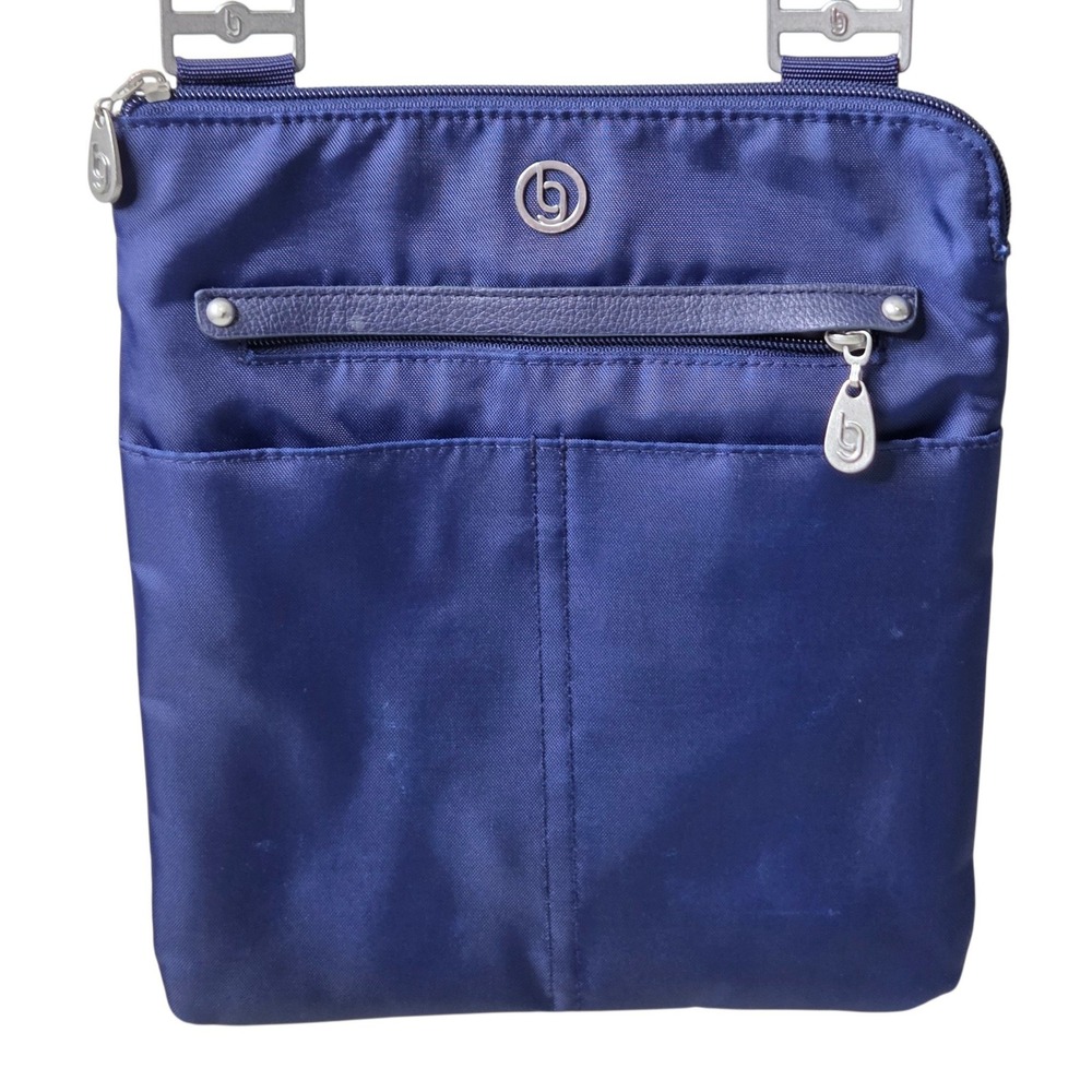 Baggallini Women Blue Nylon Crossbody Small Travel Multi Pocket RFID Bag